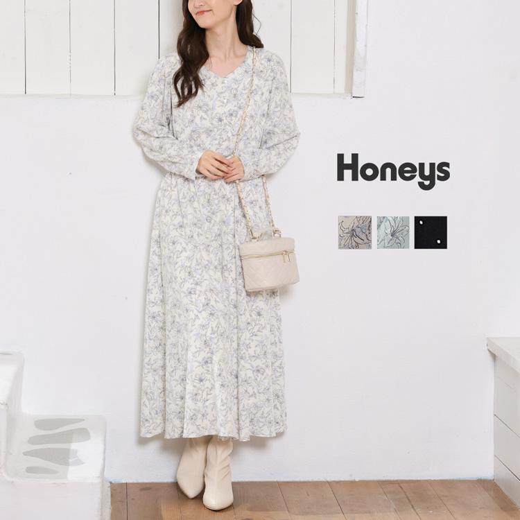 Honeys（ハニーズ） ワンピース レディース 長袖 ロング 花柄 きれいめ