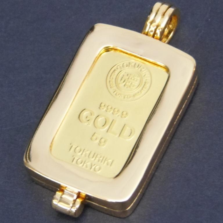純金 K24ゴールド インゴット 5gペンダントトップ総重量5.6g 自由の