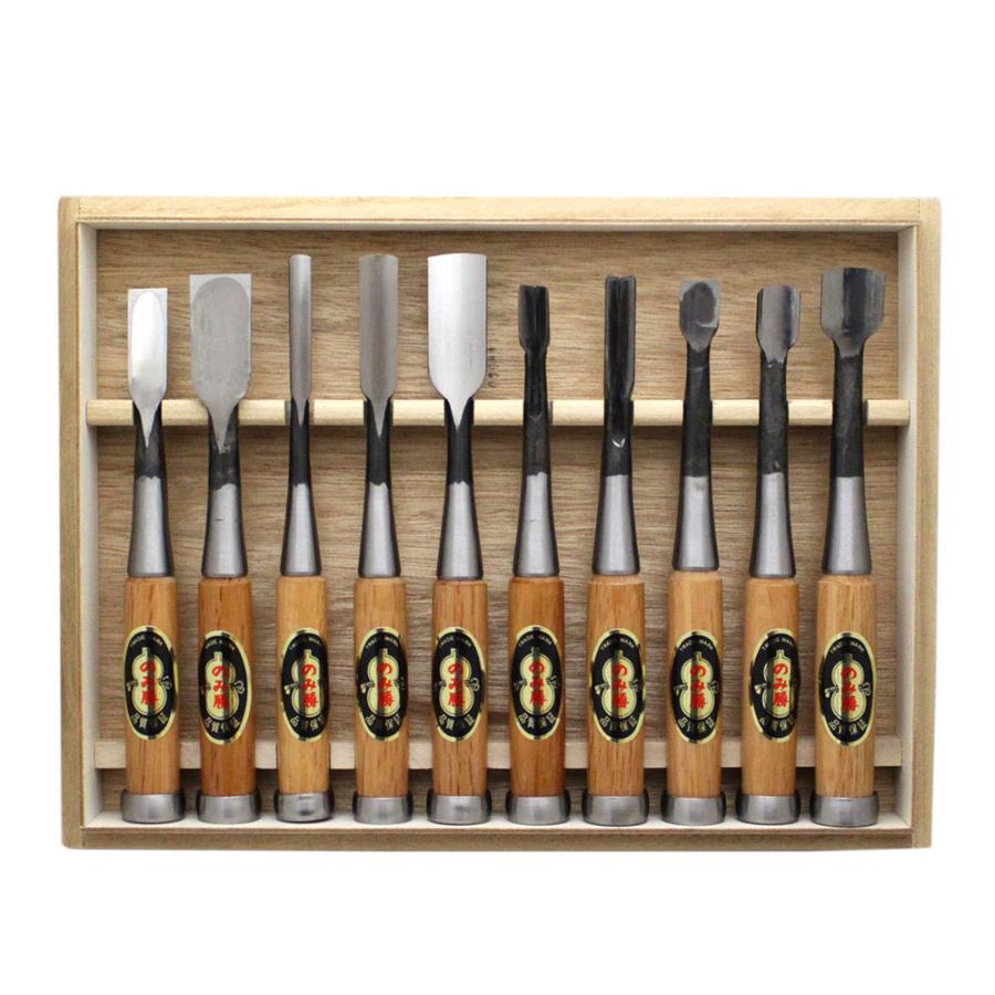 左 久作 赤樫 総面取 10本 組鑿 左 久作 赤樫総面取