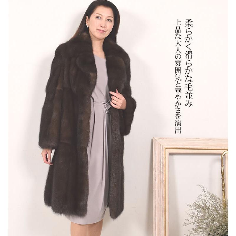 ロシアン セーブル ファーム ロング コートファーコート ファー リアル