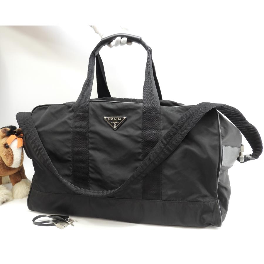 PRADA（プラダ） s付ボストンバッグ大 ナイロン 黒 トラベル 旅行用
