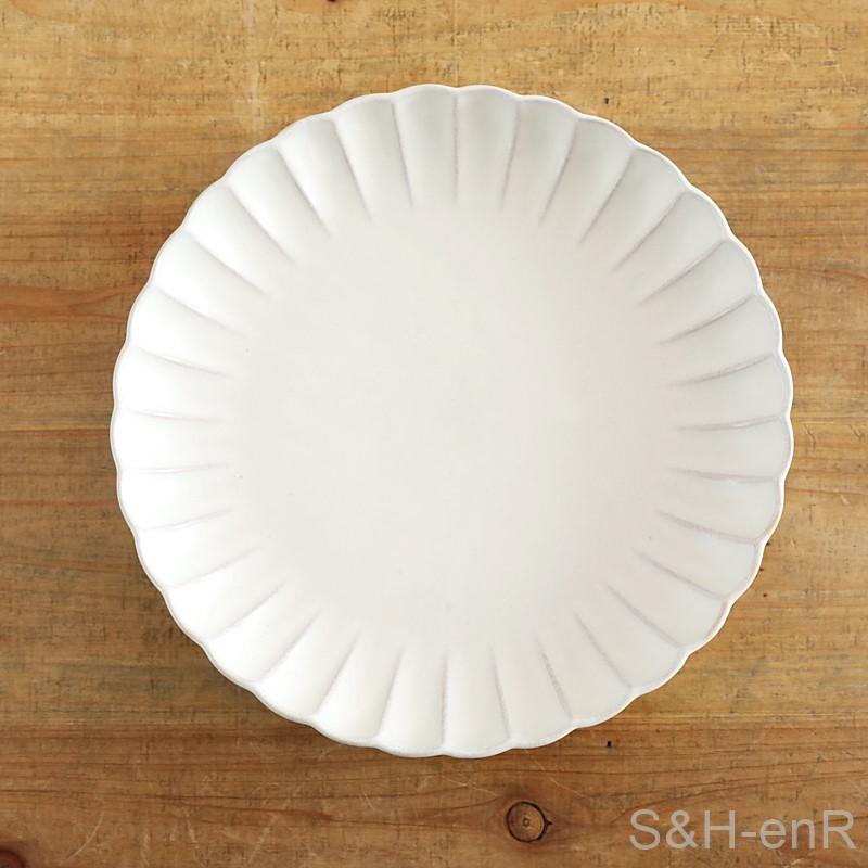 瀬戸焼 7寸皿 菊紋 白 陶器 お皿 菊皿 大皿 プレート かわいい