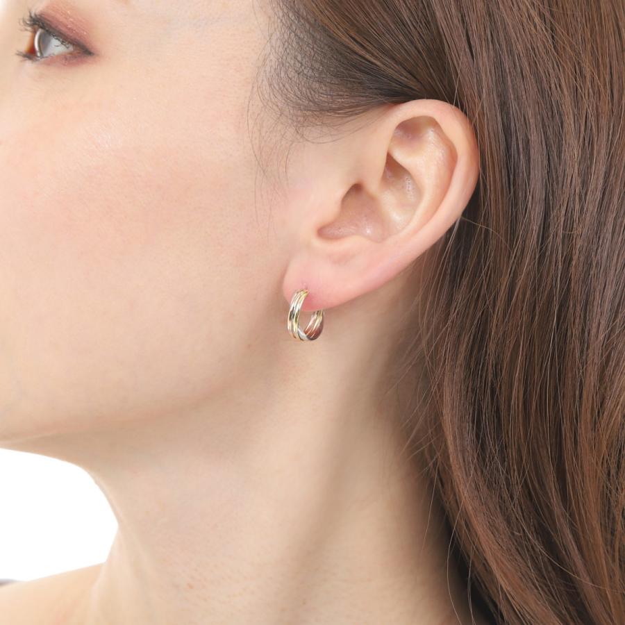 ピアス フープ スリーカラー トリニティ K18 K14 3色 両耳 ゴールド