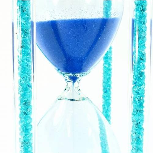 砂時計 30分前後 青 おしゃれなクリスタル砂時計 神殿風 インテリア