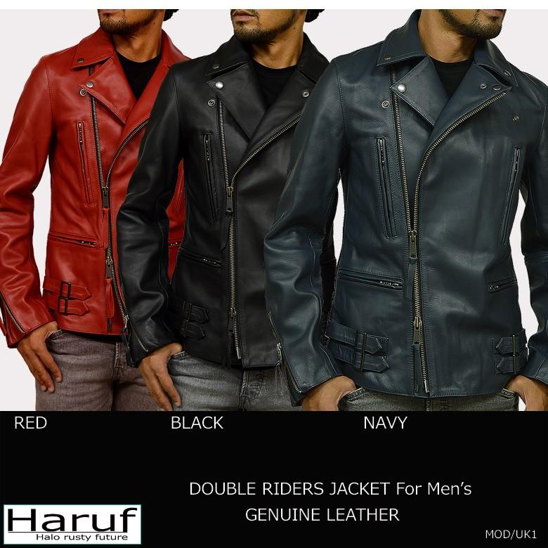 Haruf（ハルフ） レザージャケット メンズ 本革 ダブルライダース