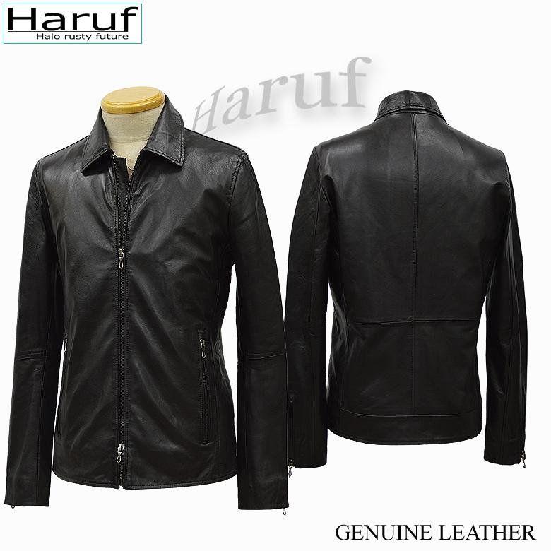 Haruf（ハルフ） 革ジャン レザージャケット メンズ 本革 衿付き