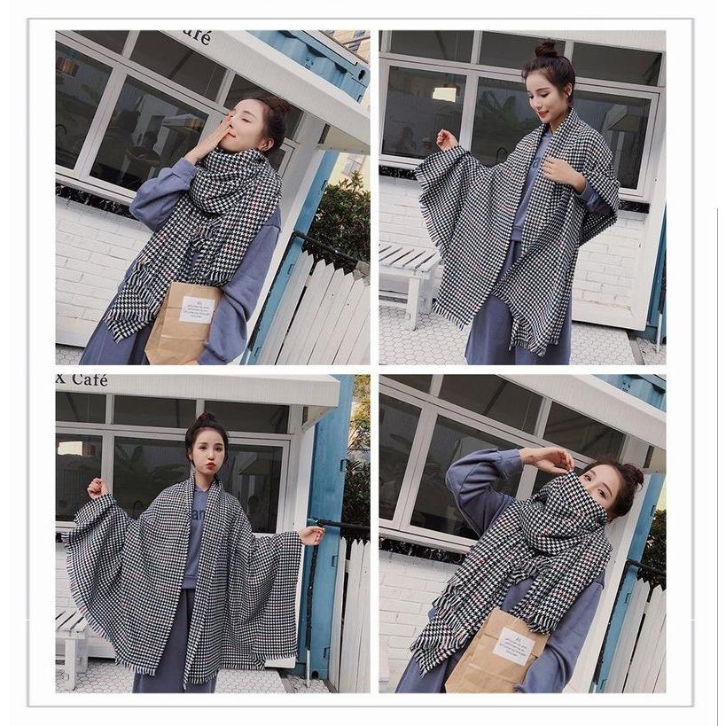 送料無料 千鳥柄 大判 ストール幾何学模様 秋冬 格子柄 ショール