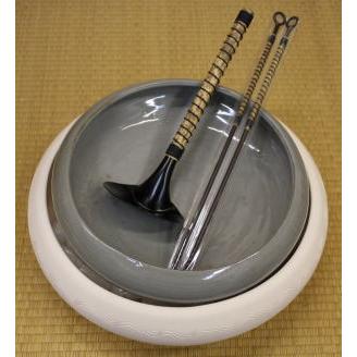 茶道具 炭道具 炭所望 半田焙烙セット 4点セット 筋半田焙烙 灰釉 巴