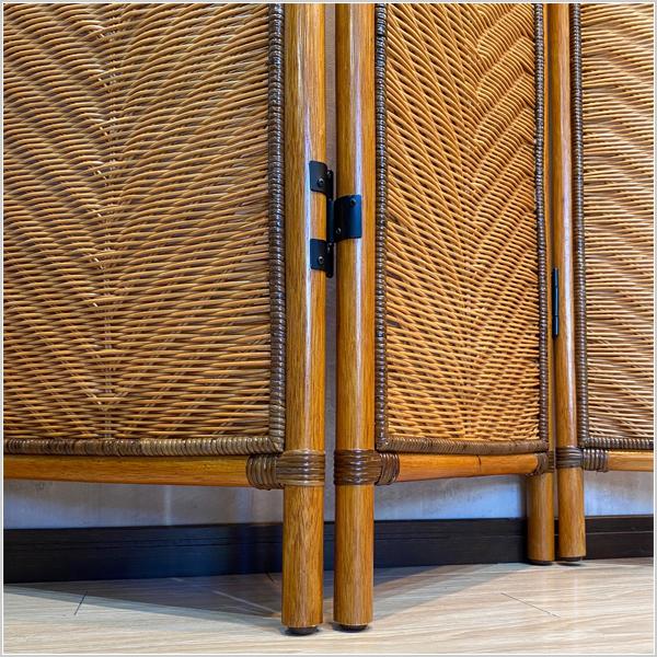 ラタン竹製パーティション コレクション 4パネル パーテーション