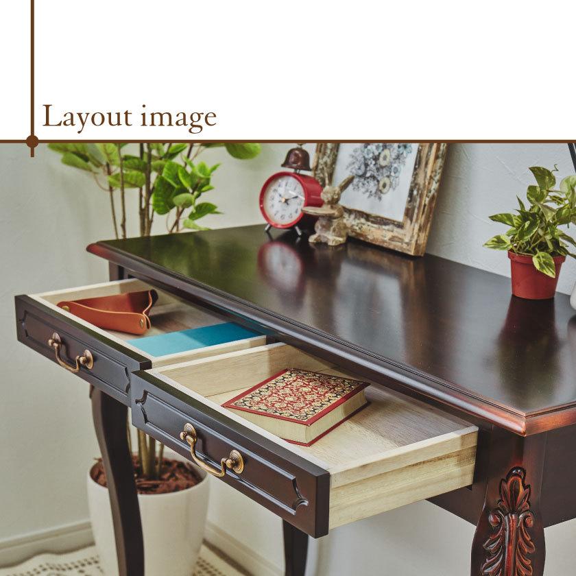 サイドテーブル幅100cmブラウン木製アンティーク調コンソール サイド