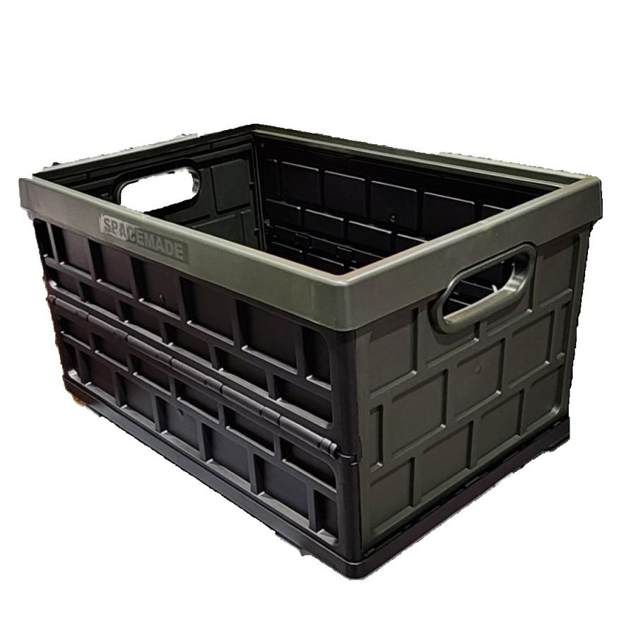 SPACE MADE 折りたたみコンテナ 46L カーキ 耐荷重約35kg）おしゃれ