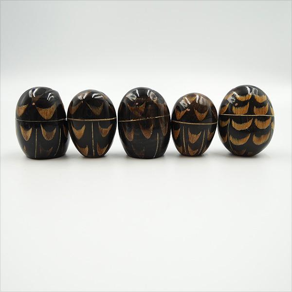 牛角製 ふくろう置物 小 縁起物 フクロウ 梟 不苦労 風水 手彫り 水牛