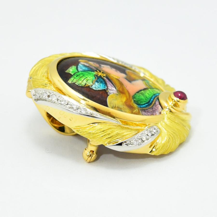 梶 光夫 ブローチ エマイユ MITSUO KAJI ペンダントトップ エマーユ