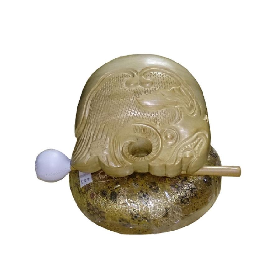 最高級木魚セット 本楠鯱彫り9寸聲木魚セット（極上品）日本製 （株