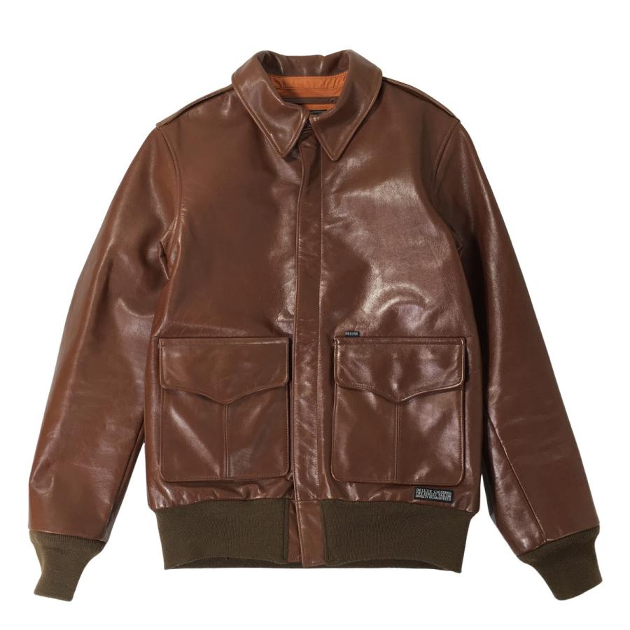 DELUXE（デラックス） A-2 レザージャケット ブラウン カウハイド 牛革