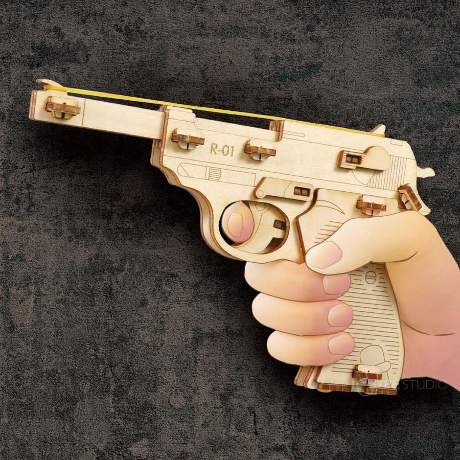 ゴム鉄砲 手作り DIY 竹材 拳銃 ピストル木彫り