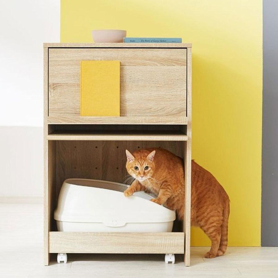 LOWYA（ロウヤ） 猫 トイレ 収納 収納棚 ラック リビング 猫家具 ネコ