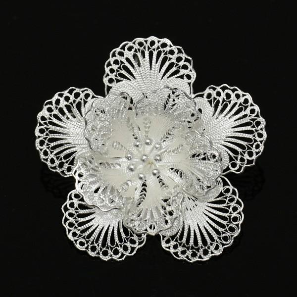 フィリグリー フラワー ブローチ ペンダント 美しい手仕事の繊細な銀線