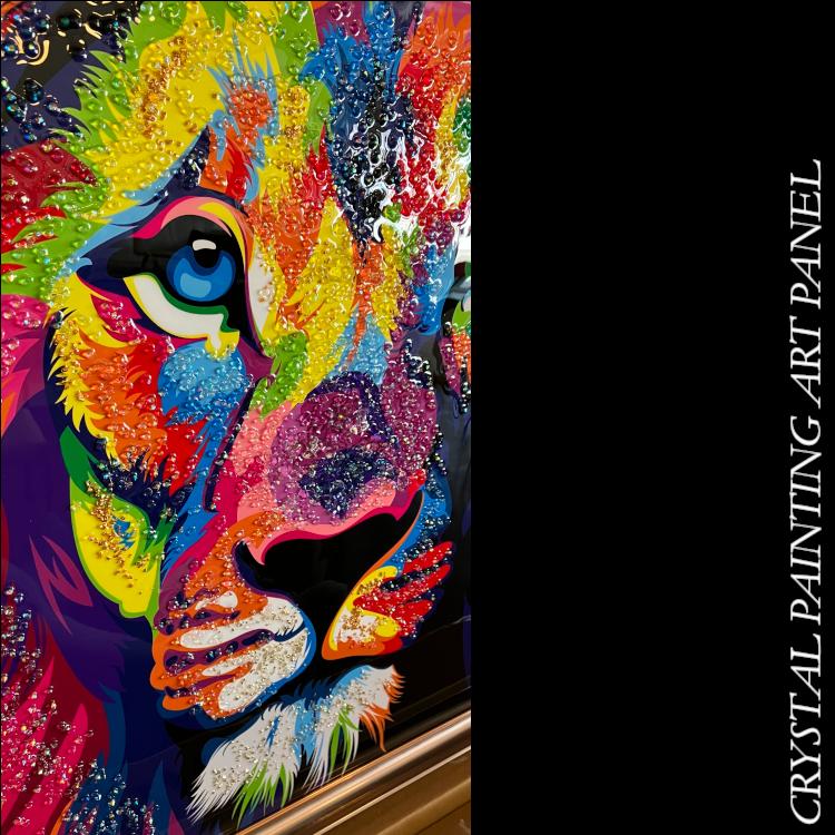 クリスタルアートパネル アートフレーム 水晶絵 ライオン 動物