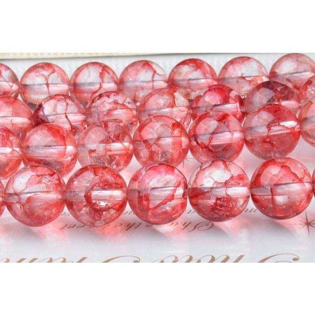 8mm 「クラック水晶（爆裂水晶） （レッド）」 1連（約38cm）_R1583-8
