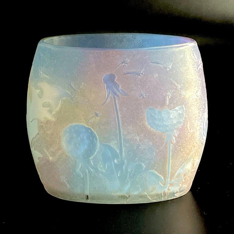 魅惑の虹色 ドーム・ナンシー タンポポ文花器 オパルセント Daum Nancy