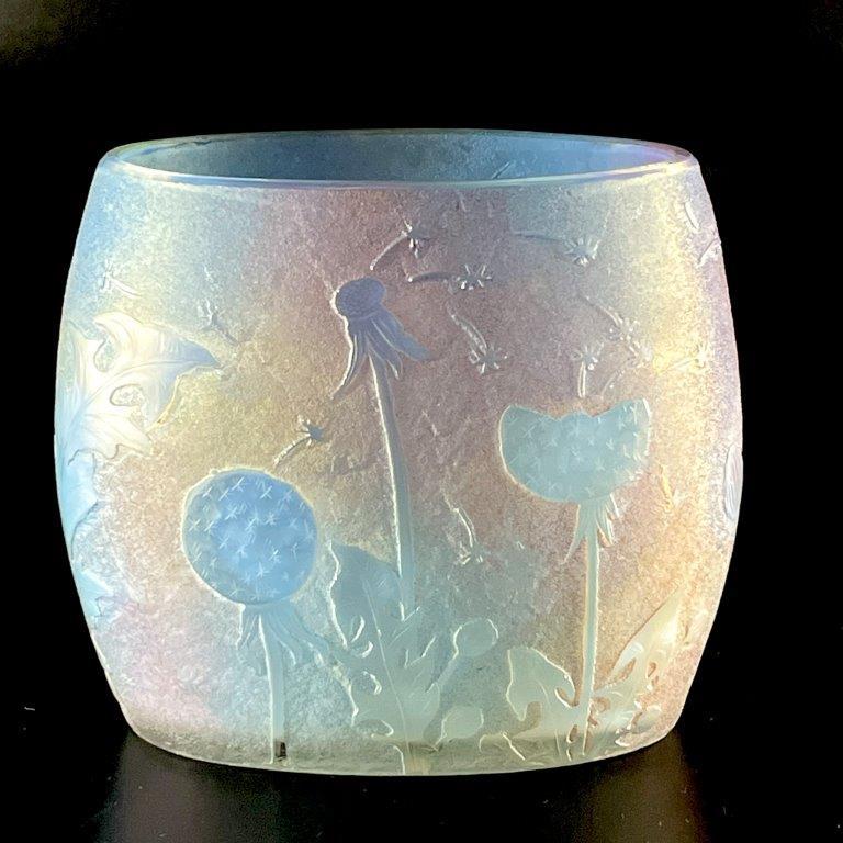 魅惑の虹色 ドーム・ナンシー タンポポ文花器 オパルセント Daum Nancy