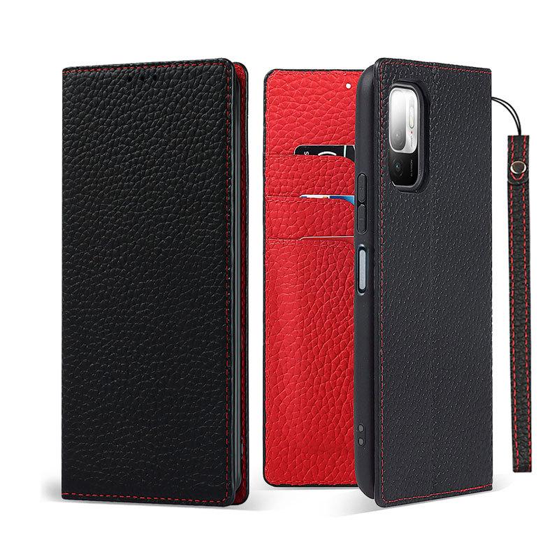 Redmi 本革 Xiaomi Note 10T / 10 JE ケース 手帳型 ストラップ付き