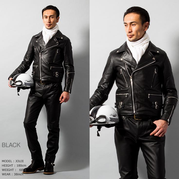 Horn Works 本革 UKタイプ ダブルライダースジャケット メンズ ホーン