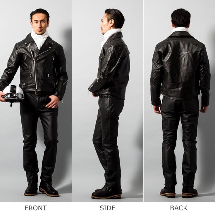 Horn Works 本革 UKパッドダブルライダースジャケット メンズ ホーン