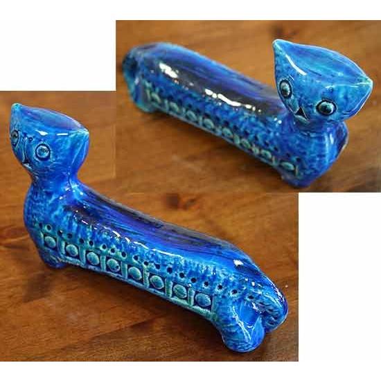 イタリア製 輸入雑貨 ネコ ねこ 猫 置物 オブジェ ブルー Bitossi