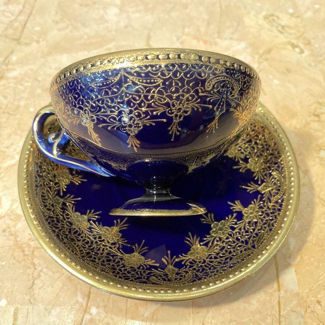 ノリタケ オールドジャパン コバルト 金盛藍線帯華装飾紋 カップ