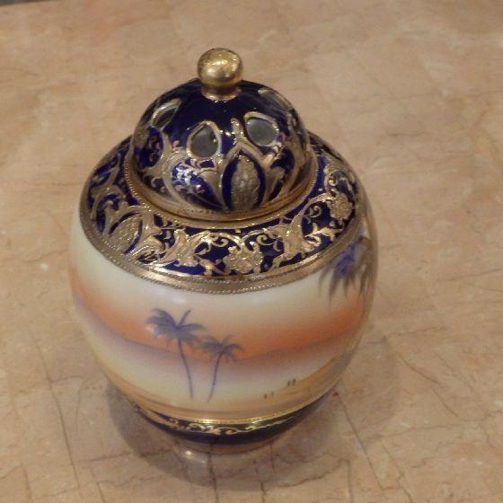 オールドノリタケ キャンドル立て 1933年 本金金彩色絵 砂漠ラクダ