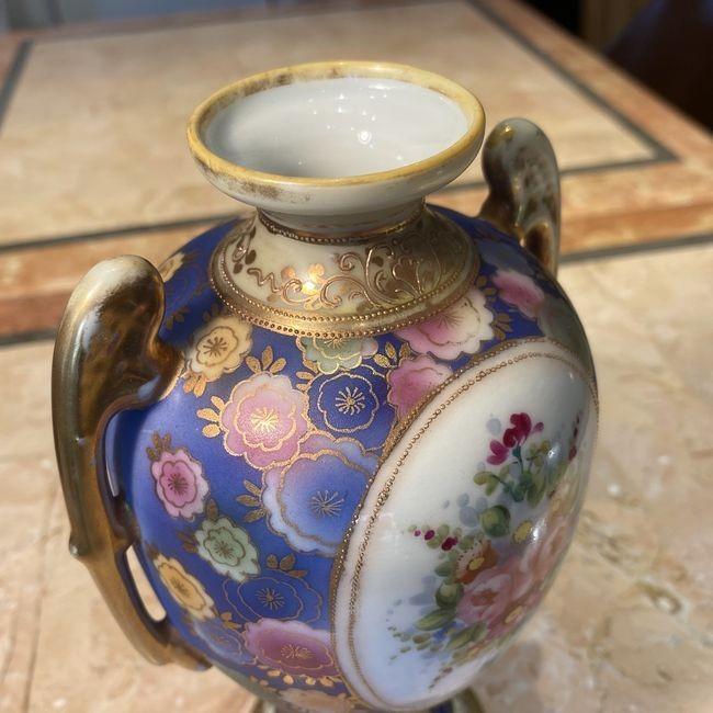 ノリタケ オールドノリタケ 金盛 花図 両耳飾壺 花瓶 : リビングT&S