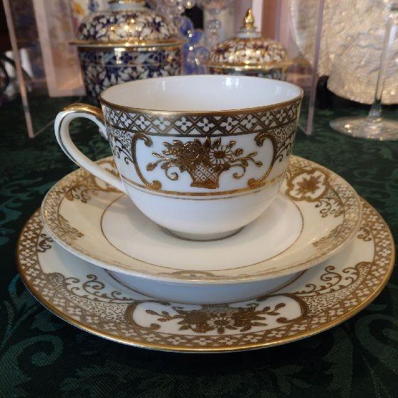 オールドサンルイ・金彩・唐草模様デザートカップ2個セット オールド