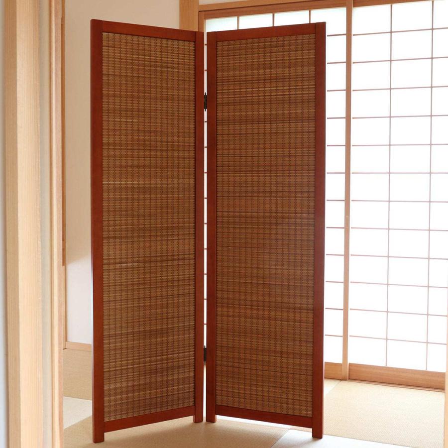 衝立間仕切り 和風スダレ調衝立 天然竹ヒゴタペストリー調間仕切り
