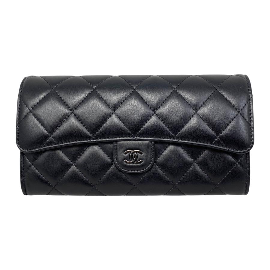 ❤️CHANEL 二つ折り財布 ブラック レザー 【公式通販】