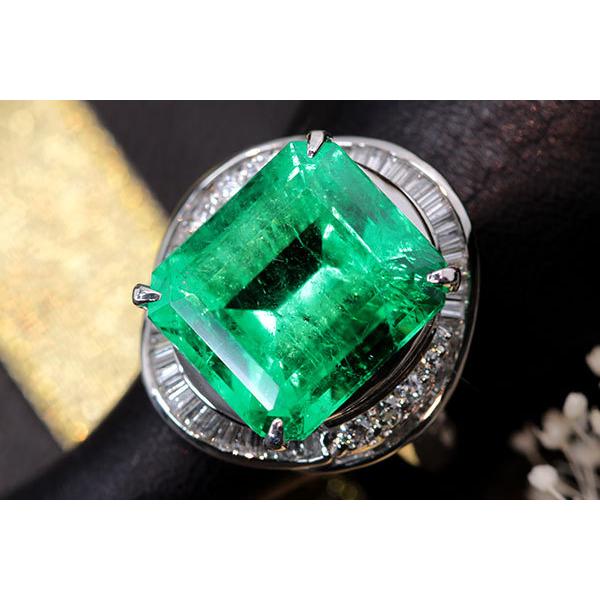 エメラルド リング/指輪 9.880カラット プラチナ900 PT900 大粒約10