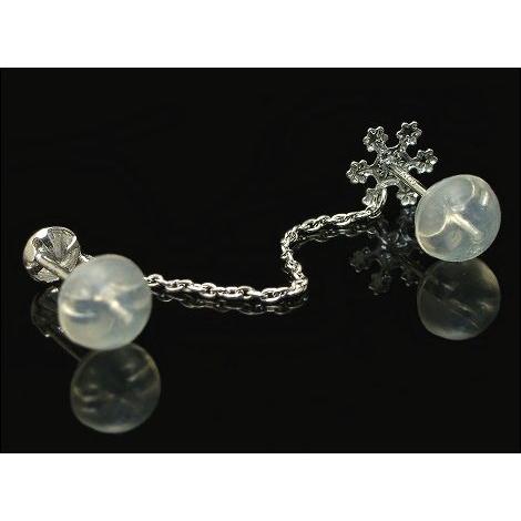 ピアス K14WG 2ホール キュービックジルコニア ※片耳用 2穴用ピアス