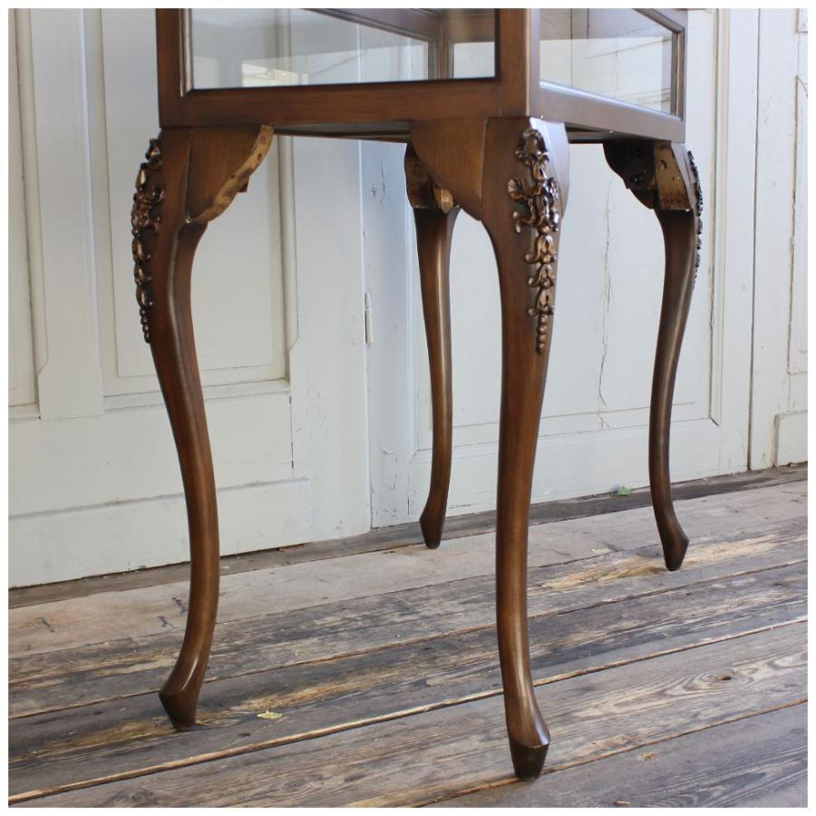 ショーケース アンティーク ガラスケース ロココ調 猫脚 収納 飾り棚