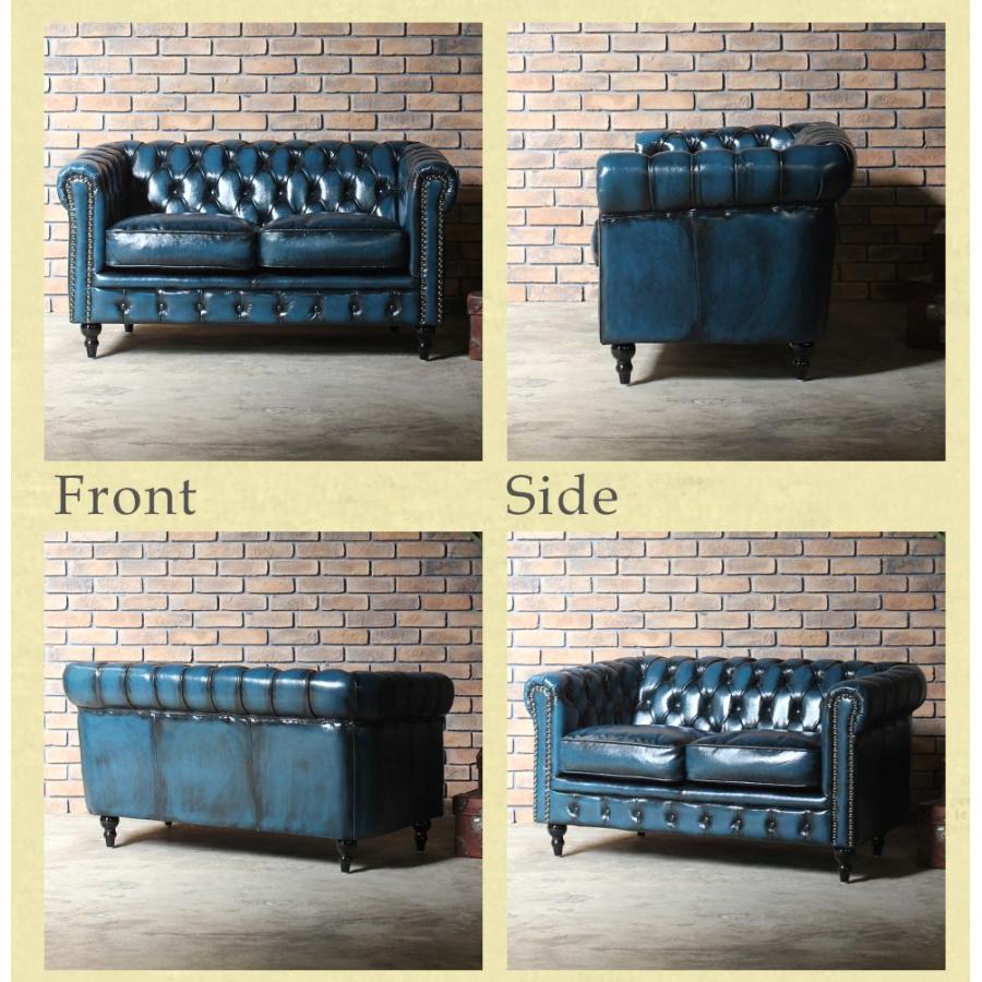 チェスターフィールド ソファ 鋲打ち 本革 ヴィンセント 2人掛け
