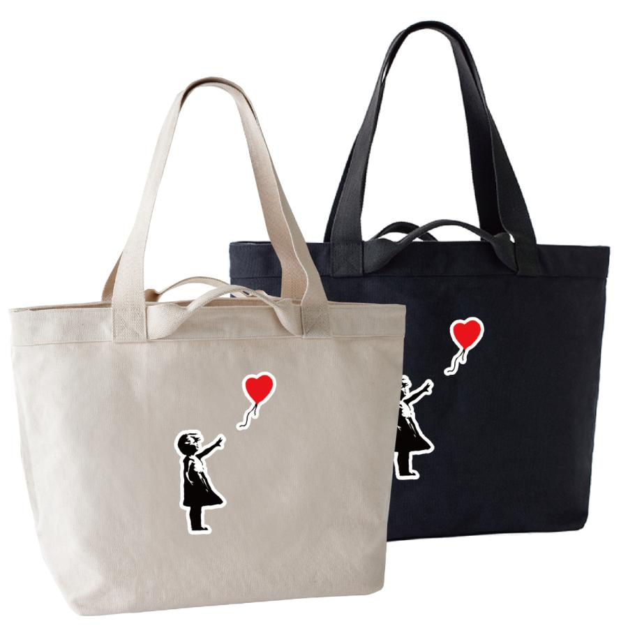 Banksy 風船少女 洗えるキャンバス2WAY ファスナー付トートバッグ
