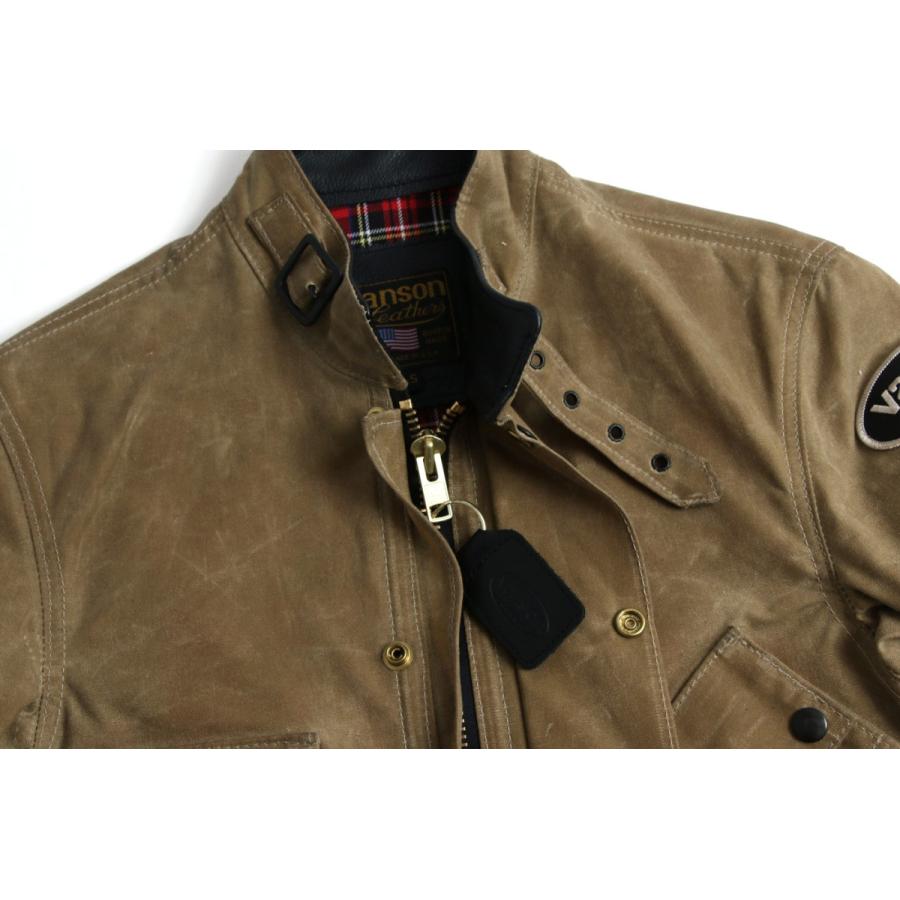 バンソン ボーダー オイルドコットン ライダースジャケット ストーマー