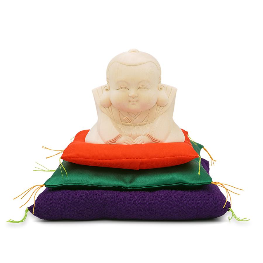 檜一木彫り だんだん福助 置物 金運 開運 開店祝い プレゼント 木彫