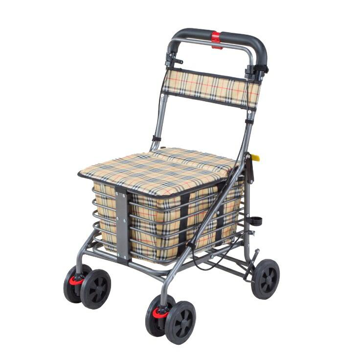 ショッピングカート SG認定 腰掛け付き カート 4輪 手押し車