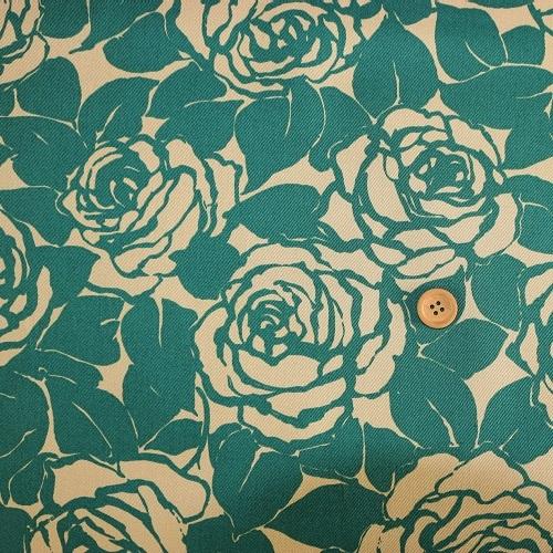 バラ柄 花柄 ツイル生地 ローズシルエットプリント 綿100% 約110cm巾