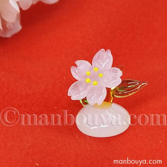 ミニチュア ガラス細工 桜 花 置物 フォーカート サクラスタンド