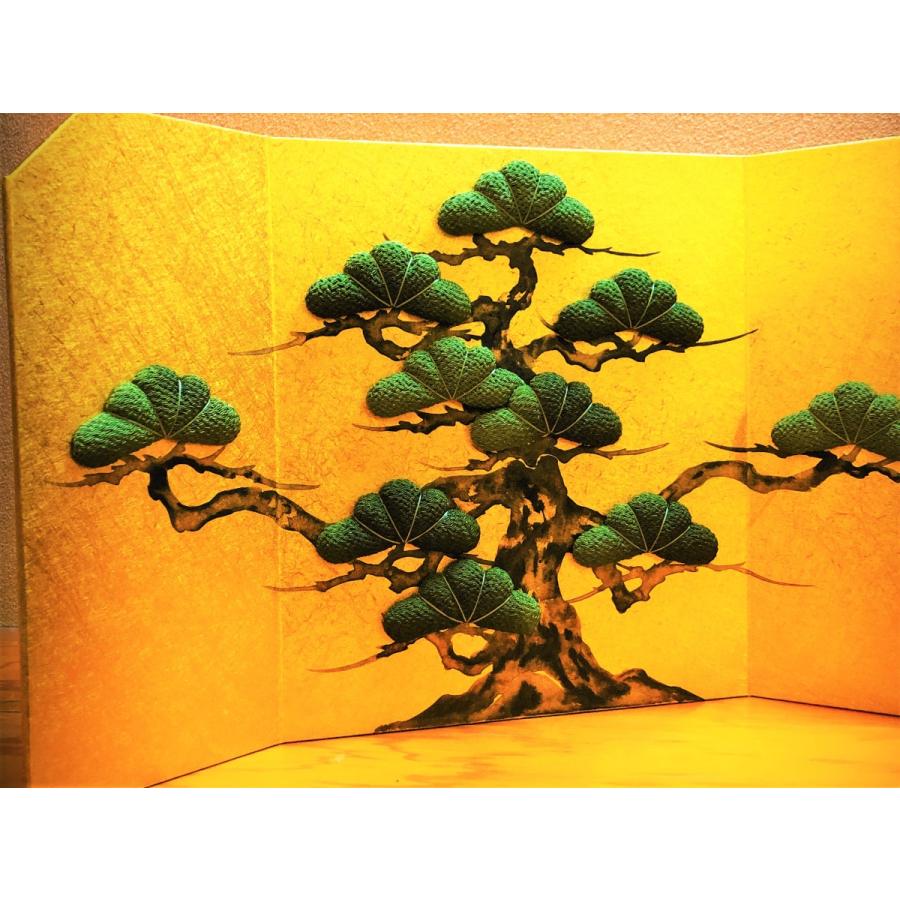 屏風 コンパクト ちりめん 小さい 手作り/金屏風 松羽目/正月 置物