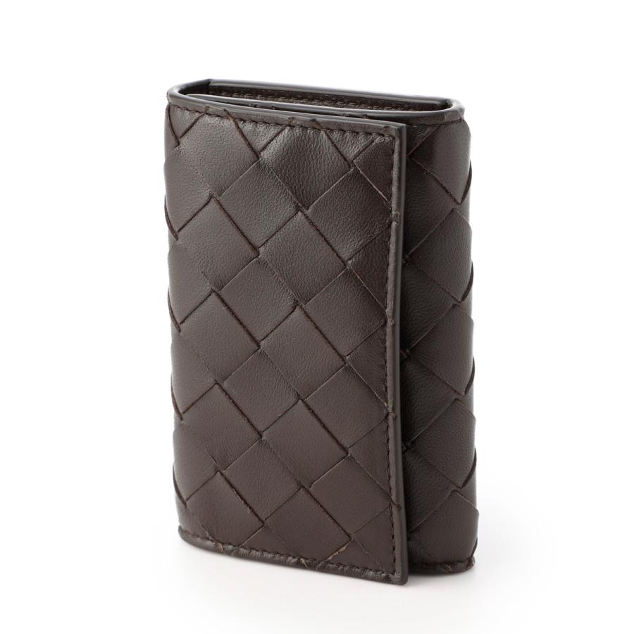 ボスBottega Veneta イントレチャートブラックレザーキーケース ボス