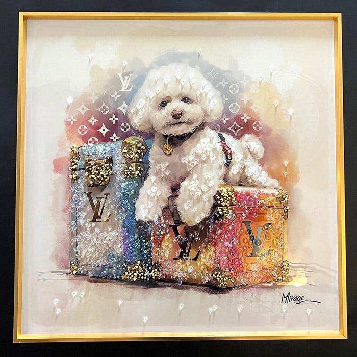 送料無料 クリスタルアートパネル オマージュアートパネル ビジョン 犬