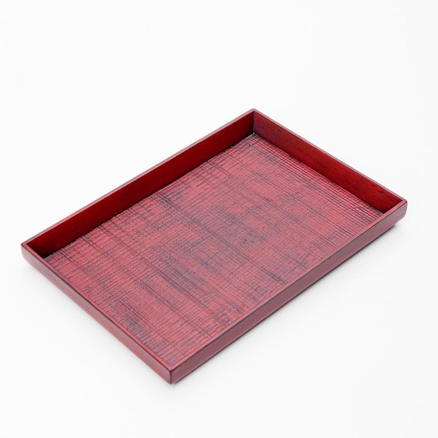 みよし漆器本舗 天然木製 小長盆 千筋 根来 23cm 漆塗り おしゃれ 木製